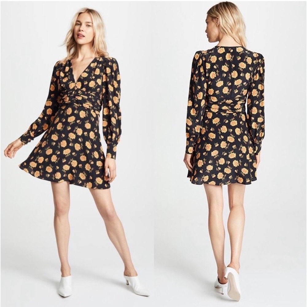 Veronica Beard Marion Floral Silk V-Neck Mini Dress Long Sleeve Size 8 - Picture 1 of 9